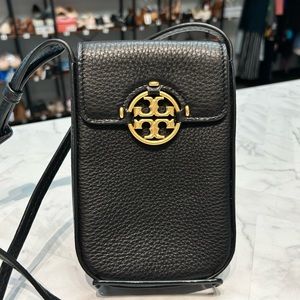 Tory Burch Miller Phone Crossbody in Black Leather